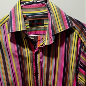 Etro Pink and Yellow Casual Button Down Shirt
